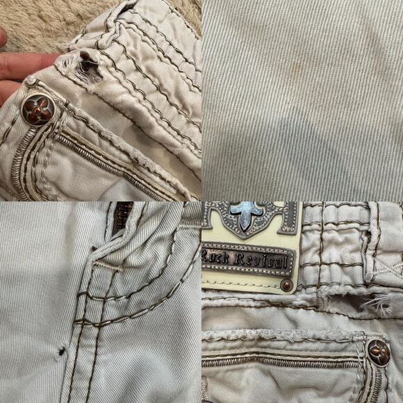 Rock Revival Cargo Shorts Men’s 29 Grunge Skater Grey Camo Embroidered Goth - Picture 6 of 8